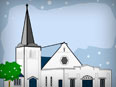 Snowfall at the church