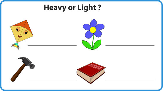 Weight - Heavy or Light Worksheet (for Kids) | Mocomi